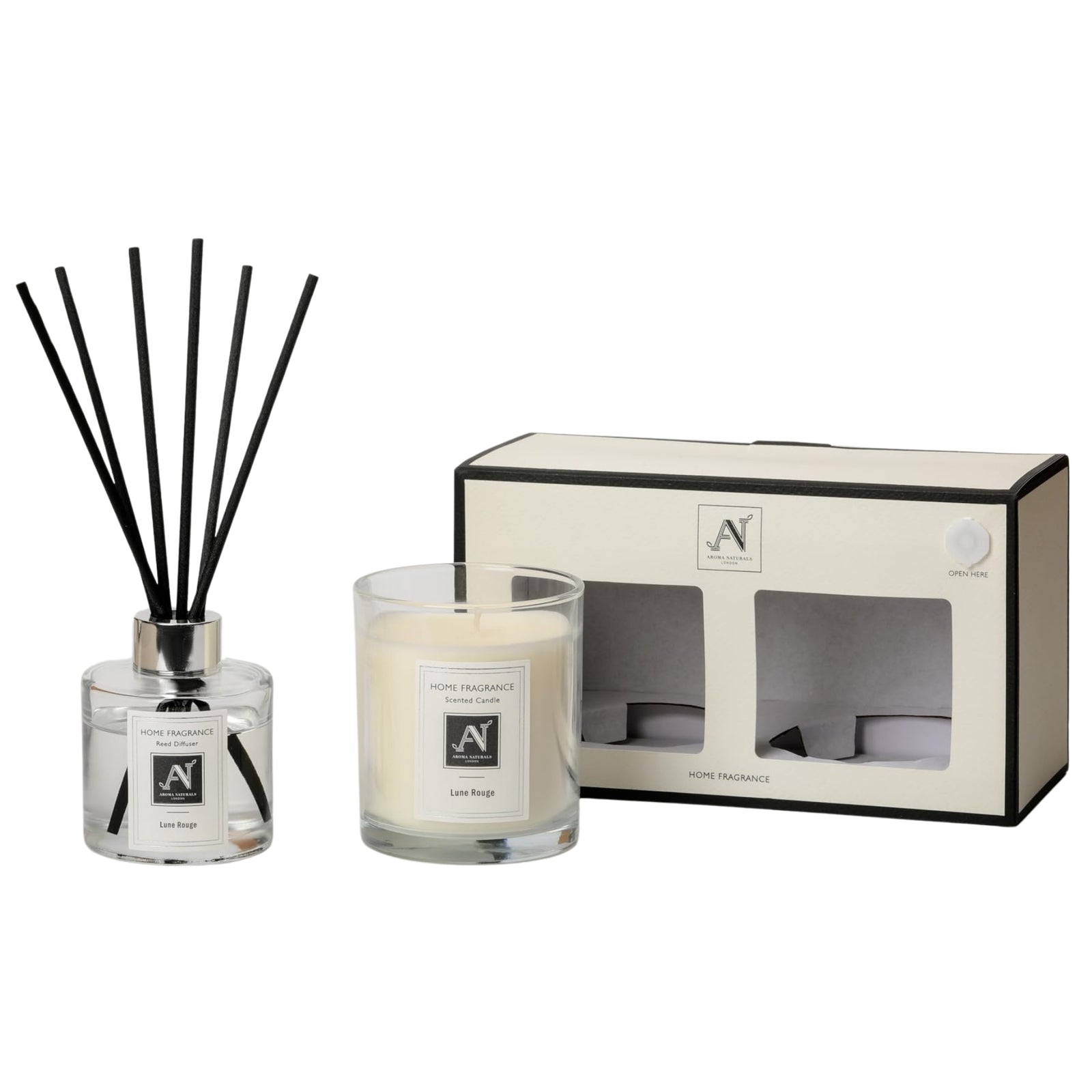Aroma Naturals London Minimalist Luxe Candle & Reed Diffuser Gift Set Lune Rouge Scent