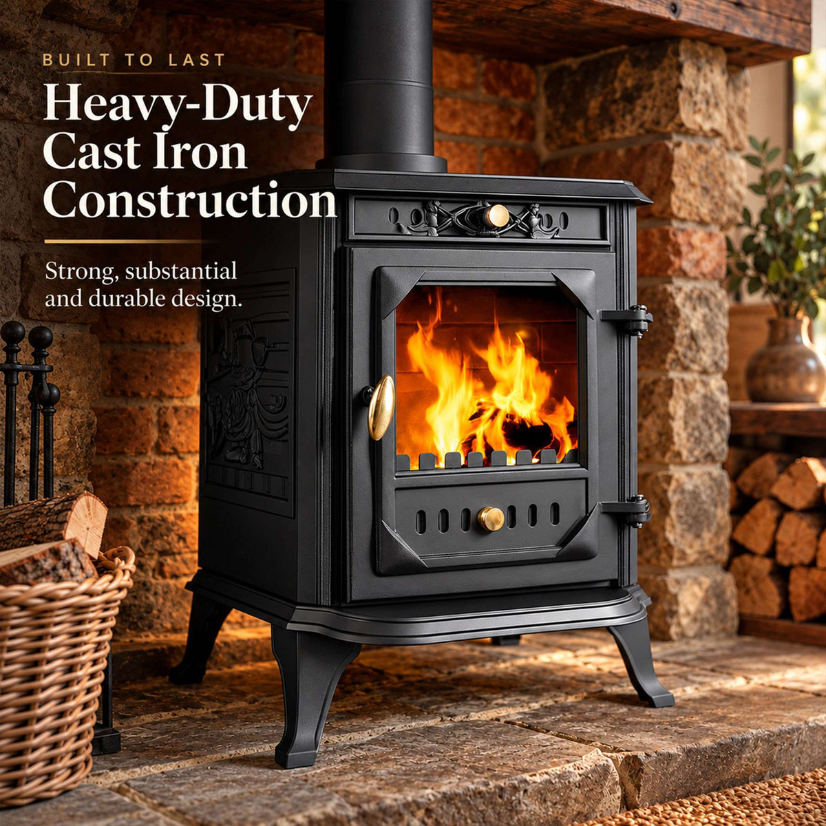 7kw Cast Iron Wood Burning Stove Multi-fuel Fireplace Ja001 Defra Approved