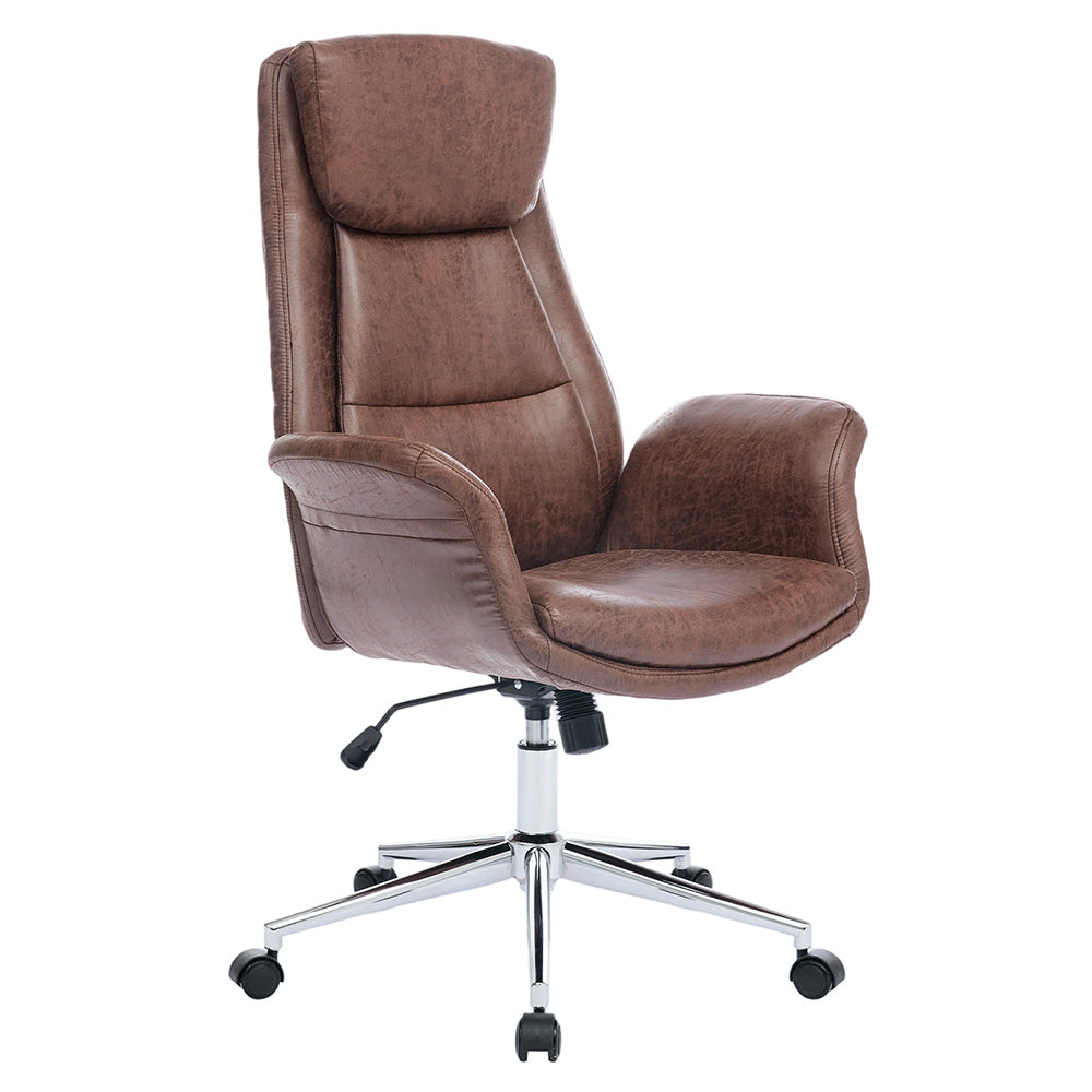 Adjustable High Back Pu Office Chair With Armrests | Brown