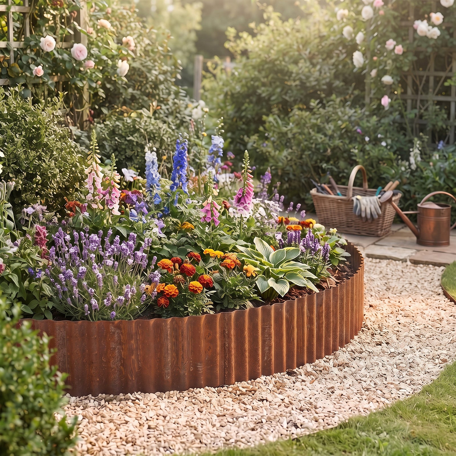 6m Corrugated Steel Garden Edging | Rust