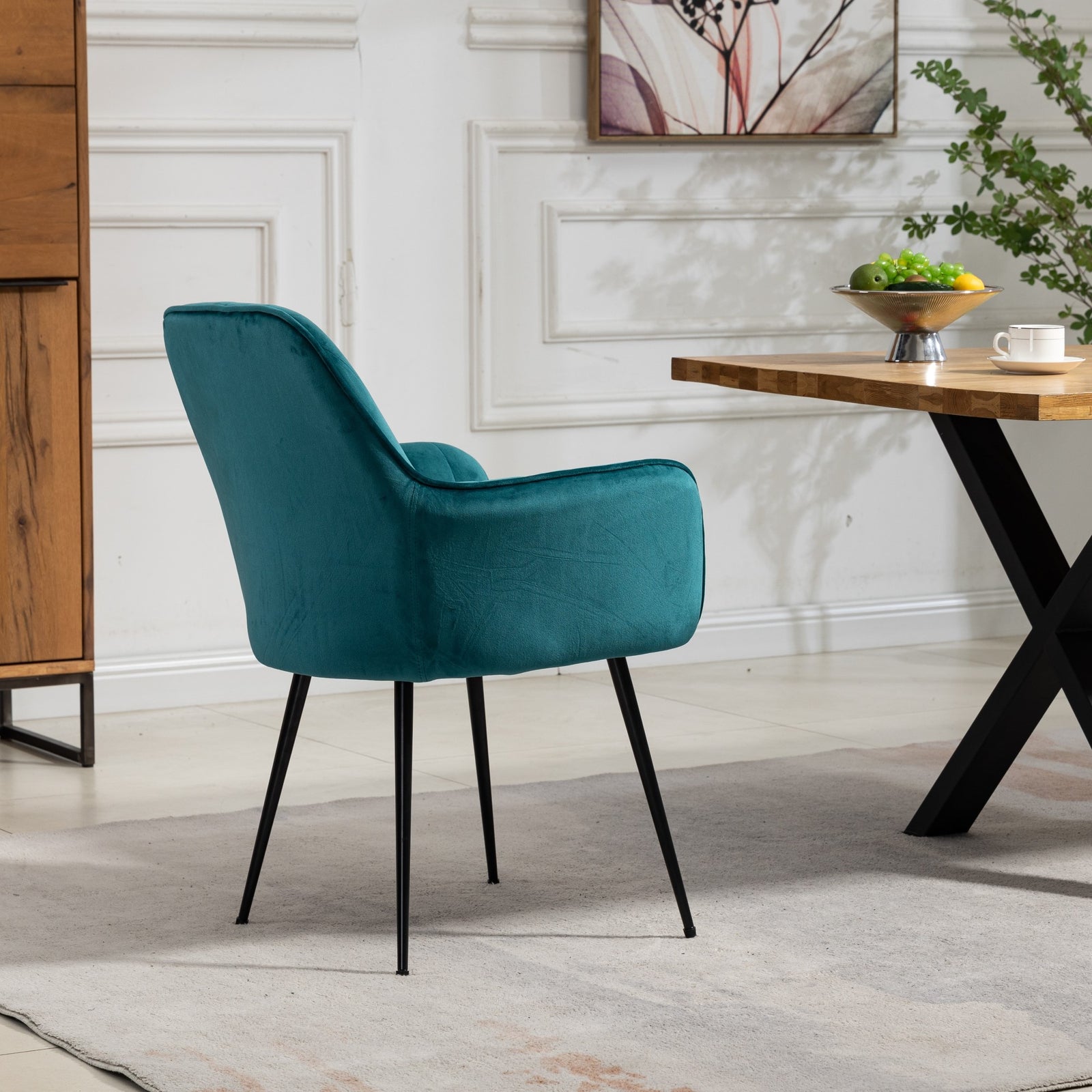 Set Of 2 Carrara Velvet Dining Chairs | Teal
