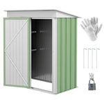 Steel Garden Shed, Small Lean-to Shed For Bike Tool, 5x3 Ft | Green