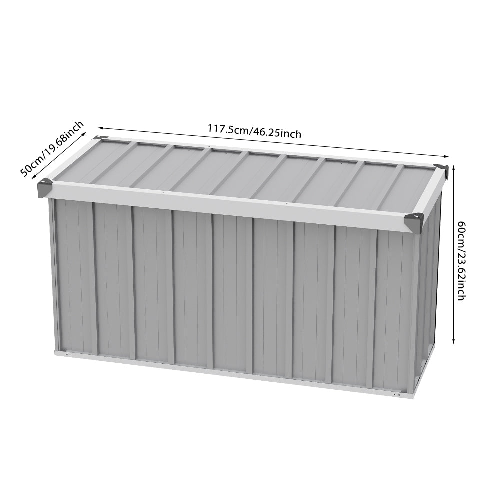 250l Outdoor Storage Box With Metal Frame – Weatherproof Garden & Patio Storage For Tools, Cushions, With Combination Lock | Light Grey