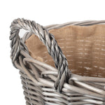Wicker Antique Wash Finish Lined Log Basket | Large | Brown