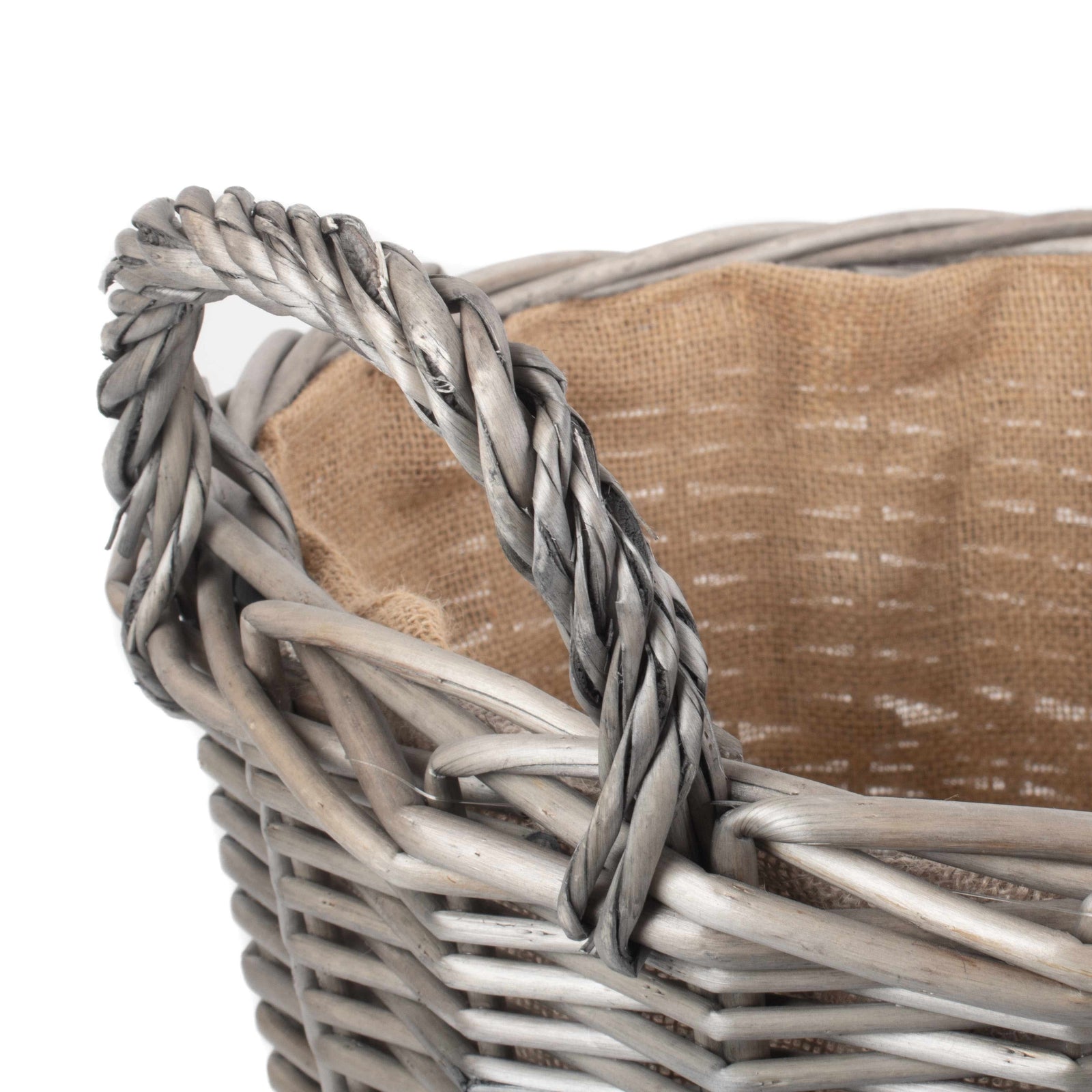 Wicker Antique Wash Finish Lined Log Basket | Large | Brown