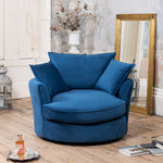 Havana Velvet Swivel Base Cuddle Chair | Blue