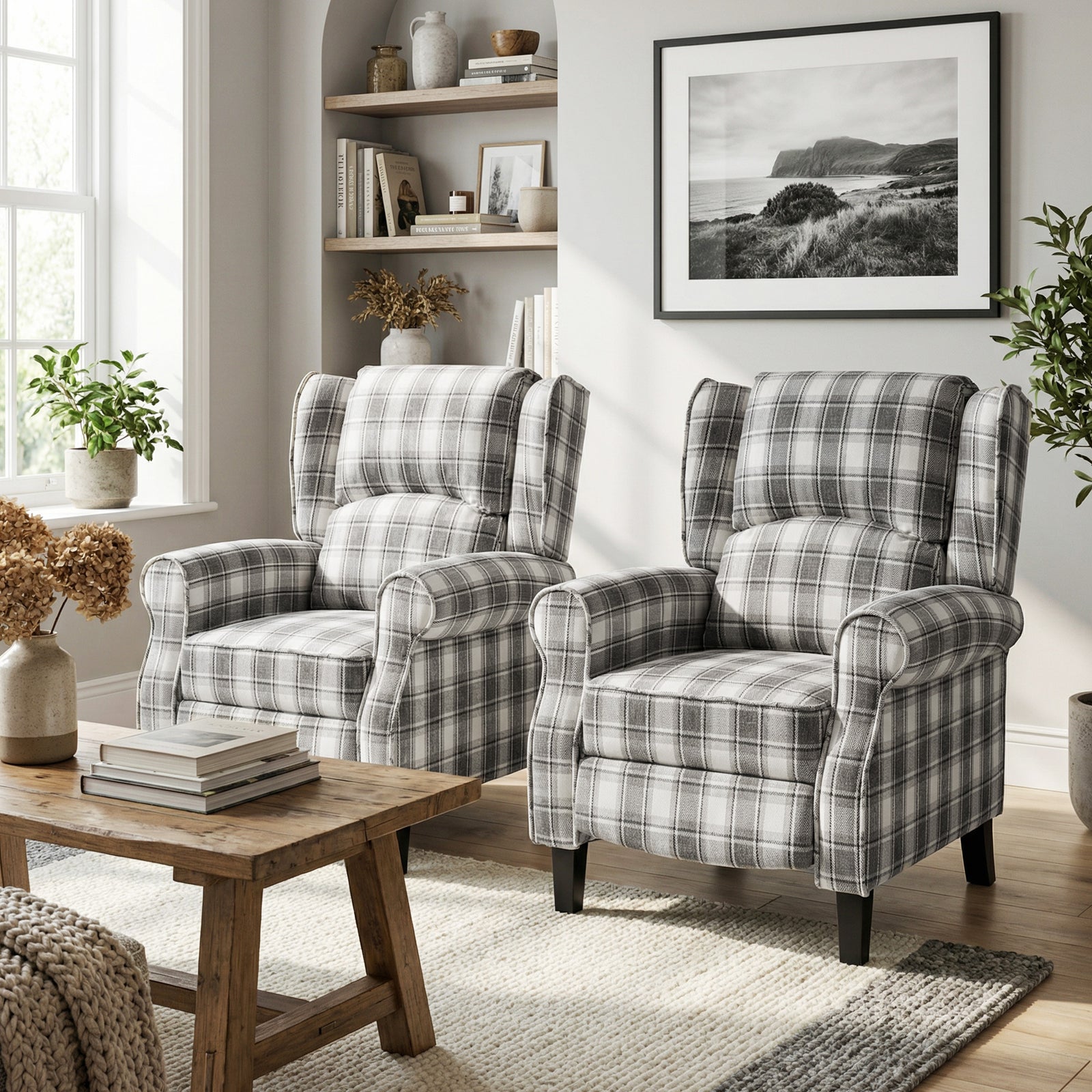 HOMCOM Recliner Chair For Living Room Wingback Chair With Padded Armrest