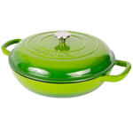 Shallow Cast Iron Casserole Pot With Lid, 5-quart, (32 Cm) | Green