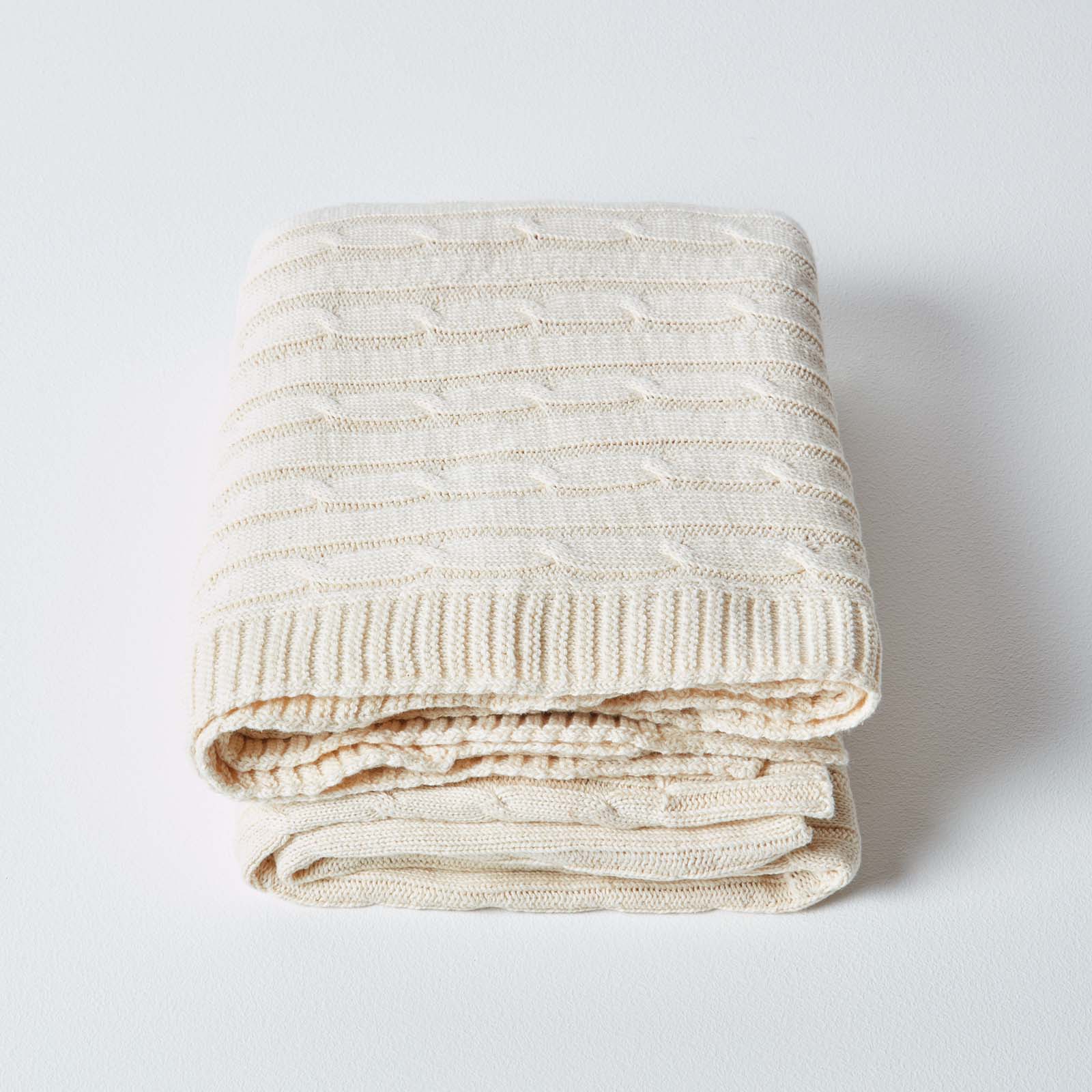 Combed Cotton Cable Knit Throw | 130cm x 170cm | Natural