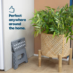 Compact Folding Step Stool With Non-slip Surface | Grey