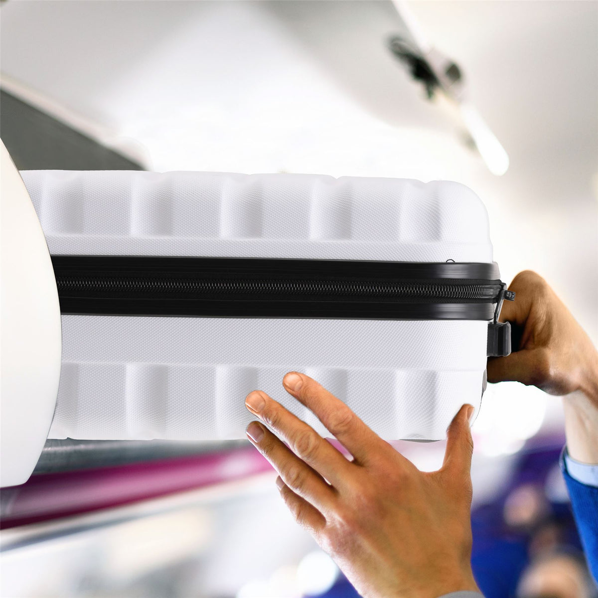 Set Of 3 Hard Shell Suitcase Cabin & Check In Cases With Tsa Lock - Overhead Cabin With Medium & Large Check-in Bag | Set of 3 | Off White
