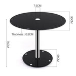 90cm Dia X 75cm H Round Dining Table, Black Tempered Glass Top Modern Minimalist Round Glass Dining Table