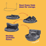 Petlicity Round Grey Radiator Cat Bed With Removable Washable Faux Fur Cover