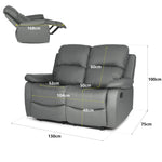 Manual Recliner Sofa 2 Seater Faux Leather | Grey