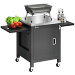 Outsunny Outdoor Grill Cart, Movable Food Prep Cart On Wheels, Black