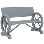 Wooden Garden Bench Outdoor Loveseat With High Back, Grey