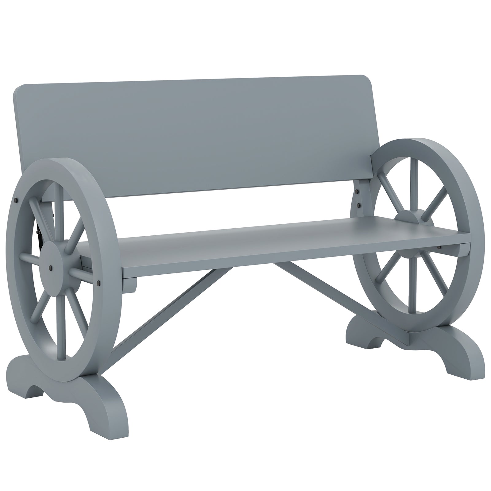 Wooden Garden Bench Outdoor Loveseat With High Back, Grey