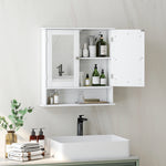 kleankin Wall Mounted Mirror Cabinet W/ Double Mirror Doors & Shelf