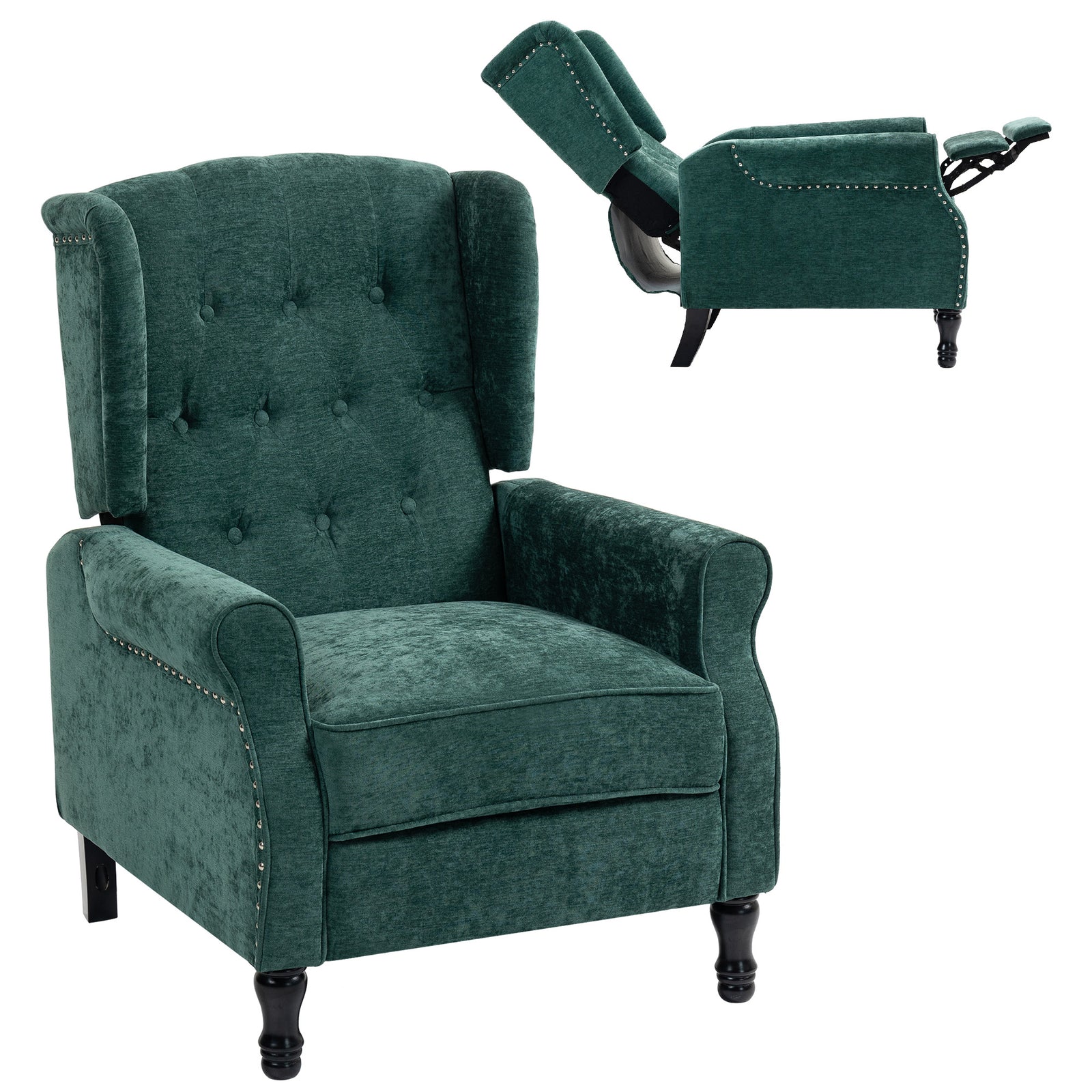 Manual Reclining Armchair W/ Footrest | Green
