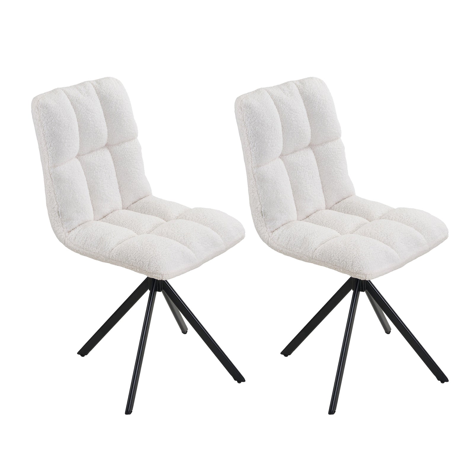 Breeins Set Of 2 Sherpa-fleece Upholstered Dining Chairs