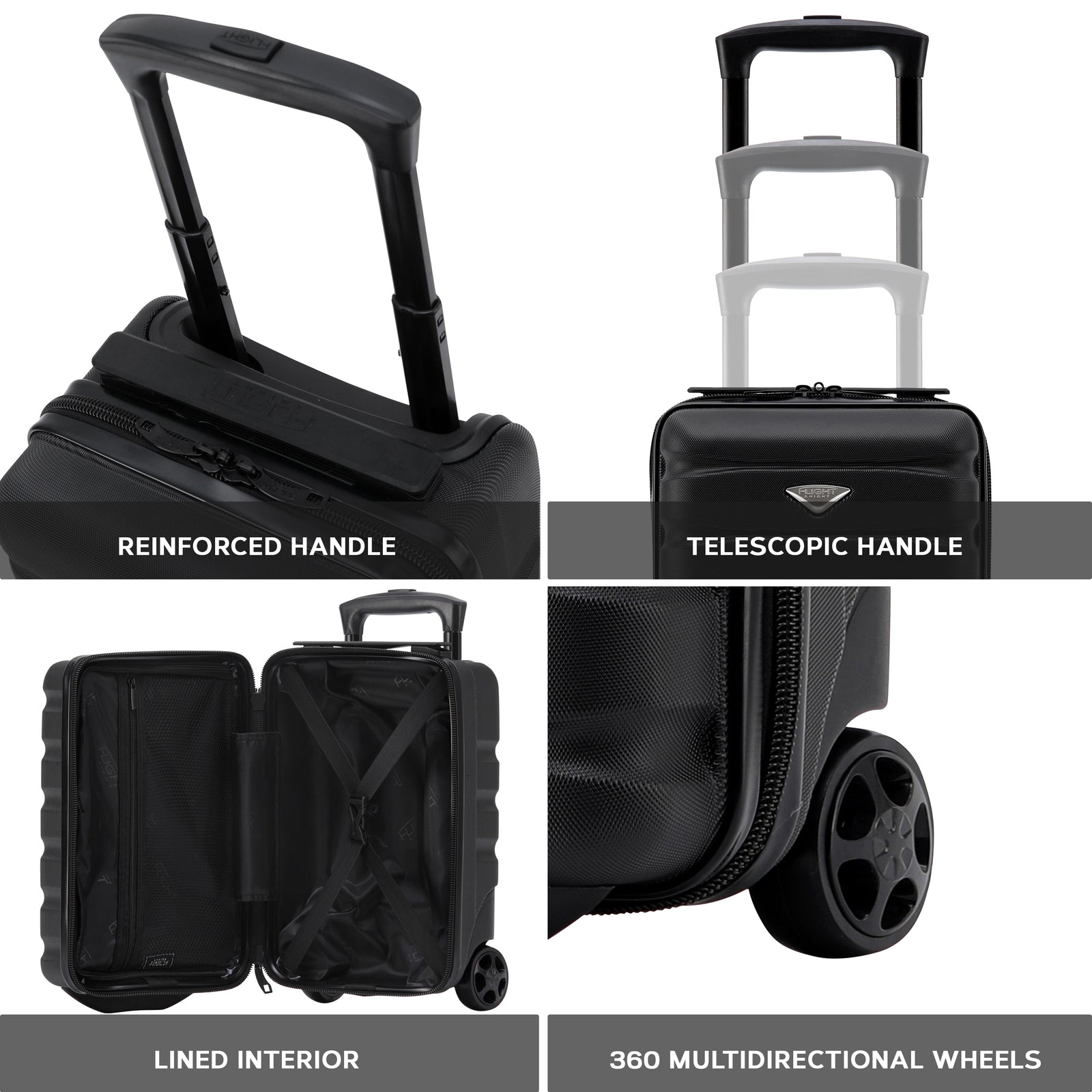 40x20x25cm Hard Case Cabin Suitcase Ryanair Free Approved Carry On | Cabin | Black