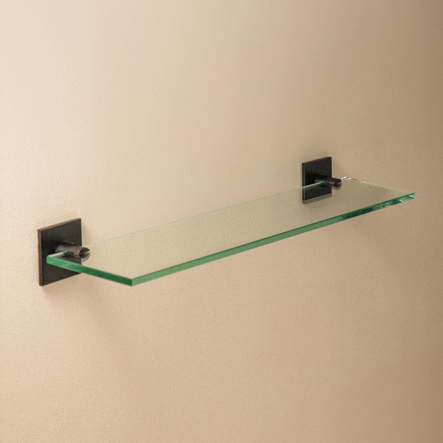 Glass Bathroom Shelf Organizer 40cm Self-adhesive Black Stick Collection