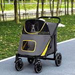 Foldable Dog Carriage W/ Universal Wheels, Shock Absorber | Gray