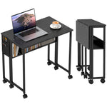 HOMCOM Foldable Computer Desk On Wheels For Small Spaces Black