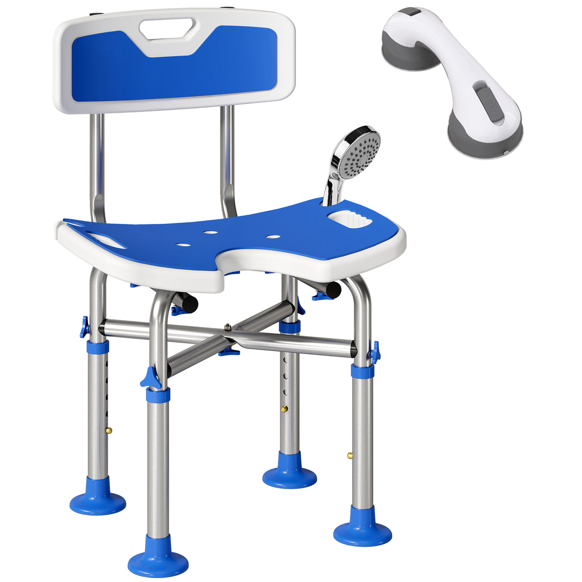 HOMCOM Shower Chair With U-shaped Cutout, Height Adjustable Shower Chair
