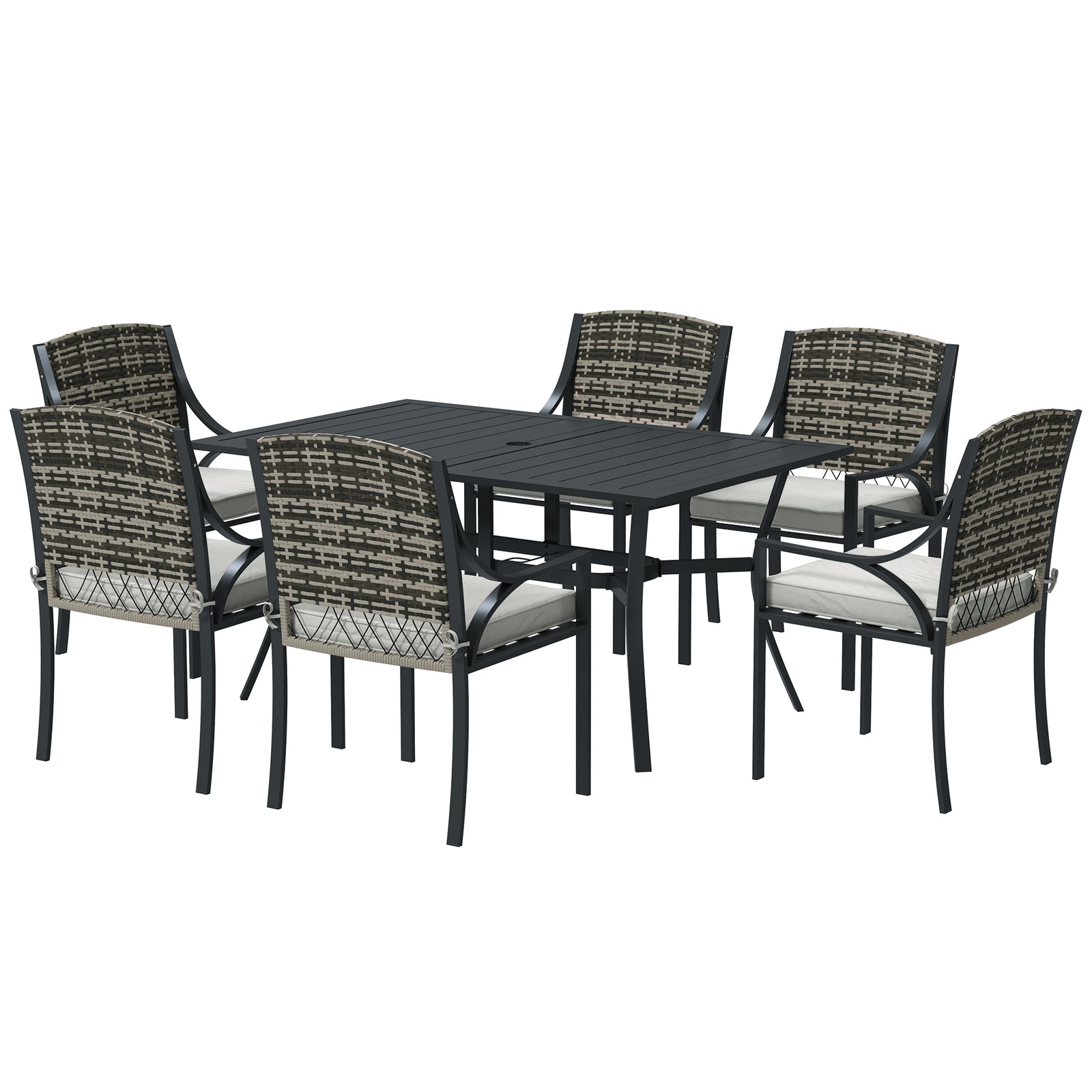 6 Seater Rattan Garden Furniture Set With Cushions