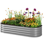 Galvanised Raised Garden Bed Planter Box With Safety Edging | Silver