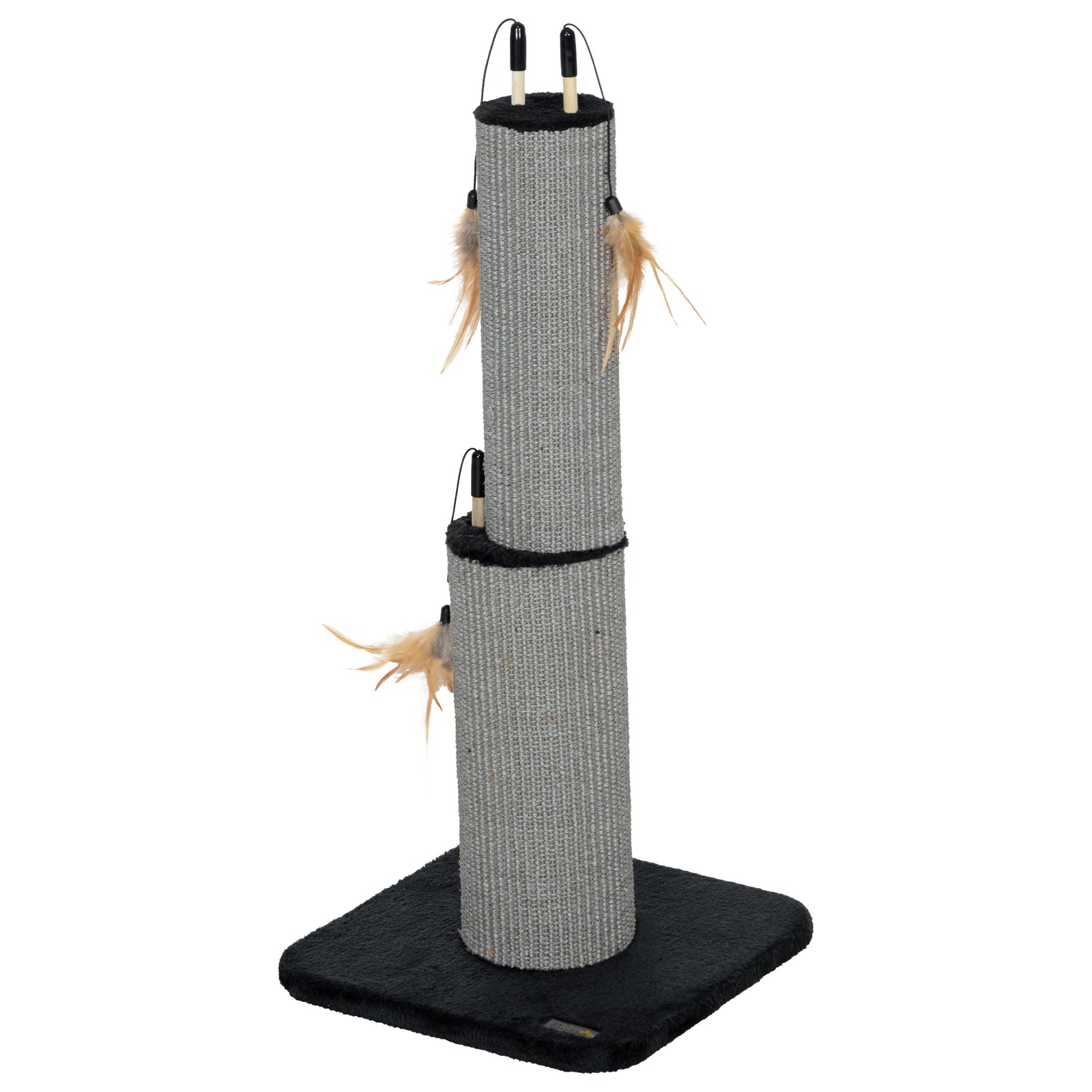 78cm Tall Cat Scratching Post With 3 Toy Feathers | Black