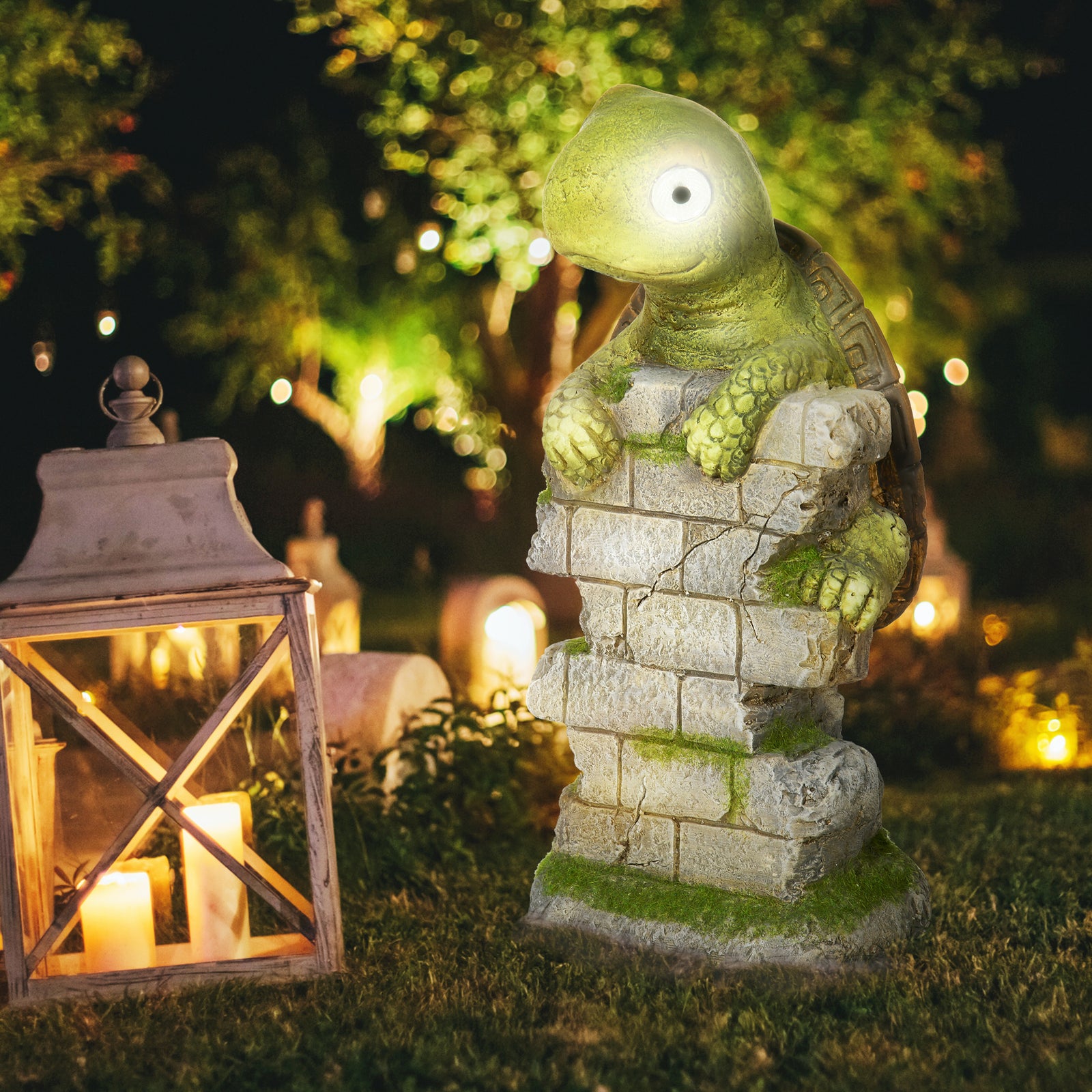 Tortoise Art Sculpture With Solar Light, Outdoor Decor