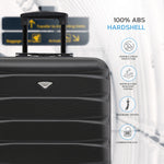 56x45x25cm Hard Cabin Suitcase - Lightweight 2-Wheel ABS Carry On Hand Luggage | Cabin | Black