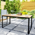 Garden Table For 6 People W/ Slatted Table Top, Metal
