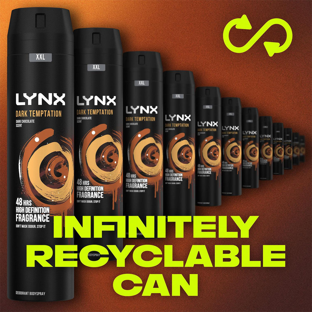 Xxl Aerosol Deodorant Body Spray Dark Temptation 48h Protection 250ml | Set of 12