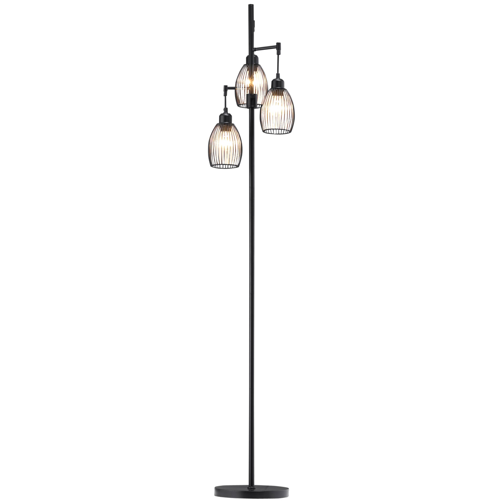 Industrial 3-light Floor Lamp Dimmable Standing Lamp | One Size | Black