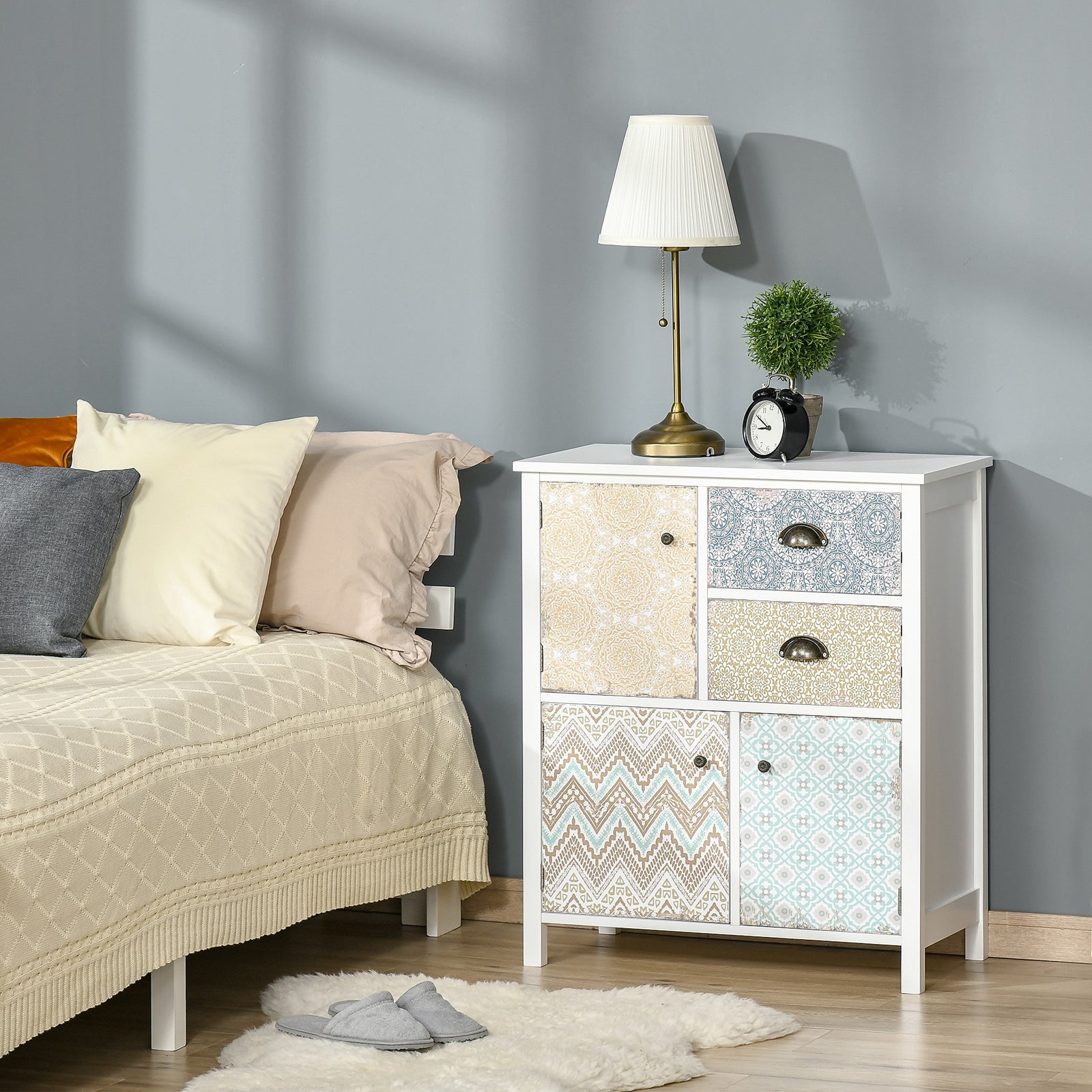 5 Drawer Table Multi-purpose Storage Chest Sideboard Retro