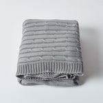 Combed Cotton Cable Knit Throw | 130cm x 170cm | Grey