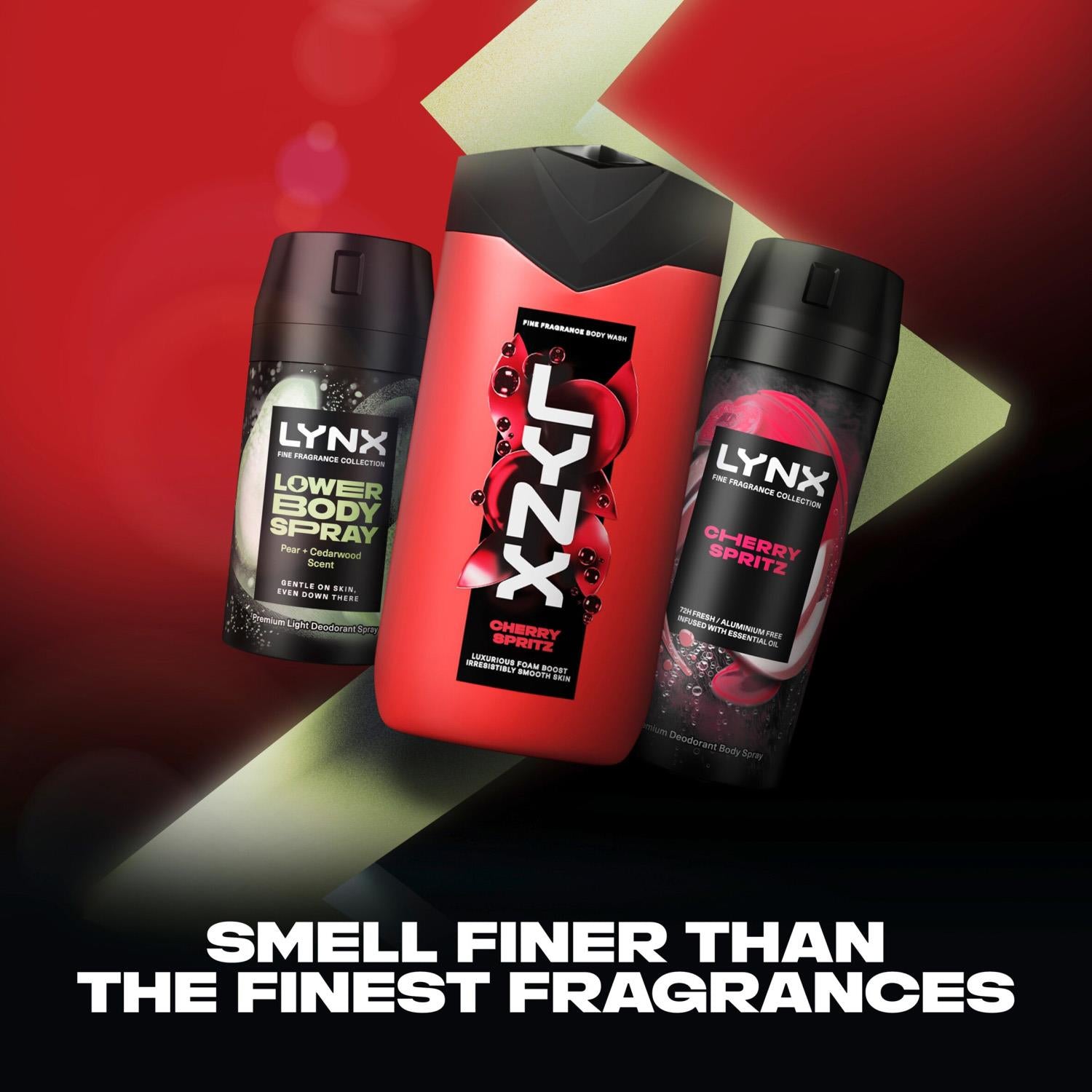 Lynx Cherry Spritz Washbag Collection Gift Set, 3 Piece Each