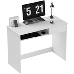 Compact Computer Table With Keyboard Tray And Drawer | White