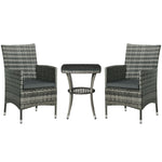 Rattan Bistro Set Garden Chair Table Patio Outdoor | Dark Gray