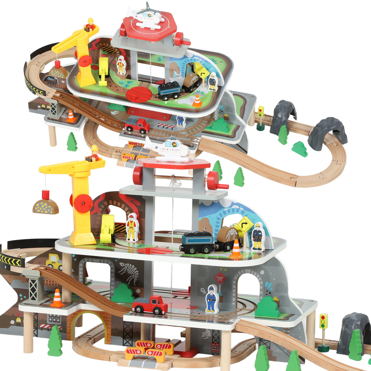 AIYAPLAY Wooden Train Set, 79 Piece Train Track Mine Themed For 3+ Years