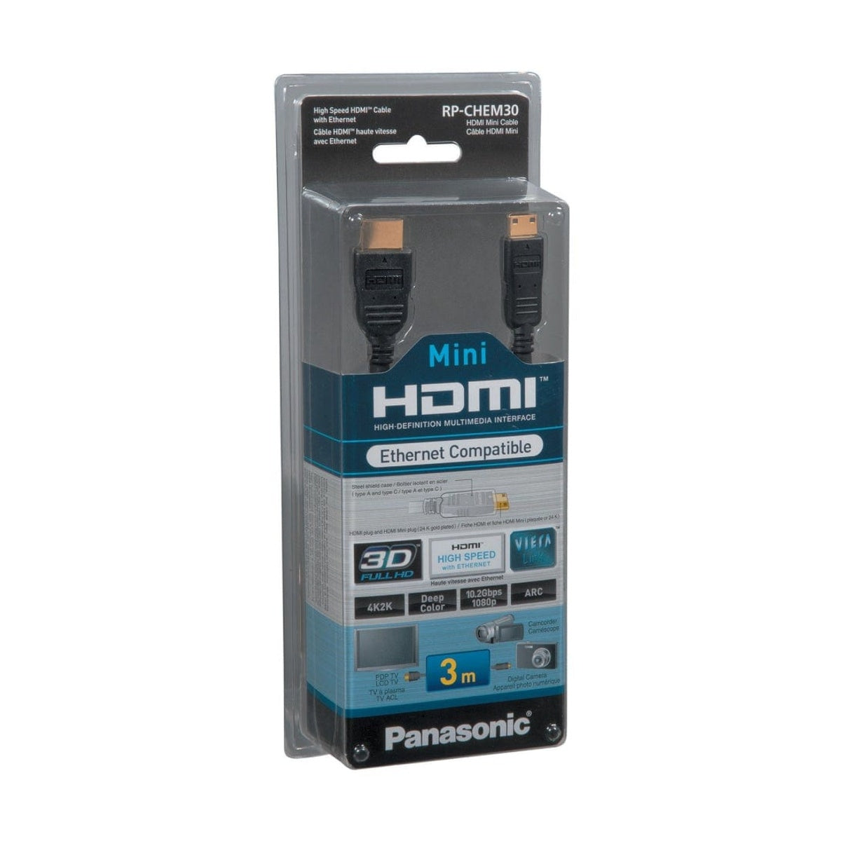 Rp-chem30 3m Mini Hdmi Cable-ethernet | Black