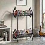 HOMCOM 50 Cd Storage Rack, 2-tier Metal Display Rack For Cds, Dvds, Black