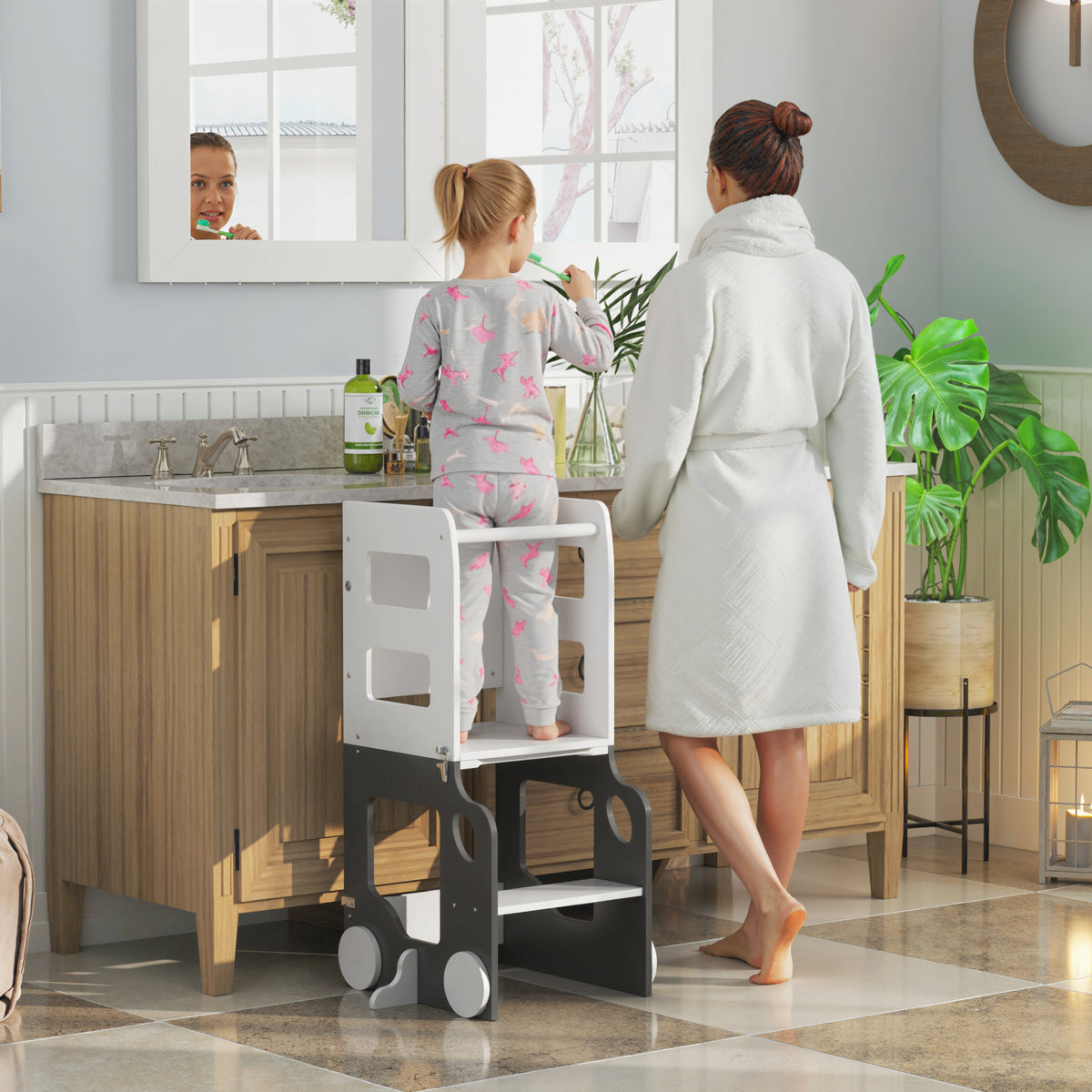 AIYAPLAY Toddler Step Stool, 4 In 1 Foldable Toddler Step, Grey