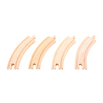 4 Long Curve Track Pieces for Wooden Train Sets