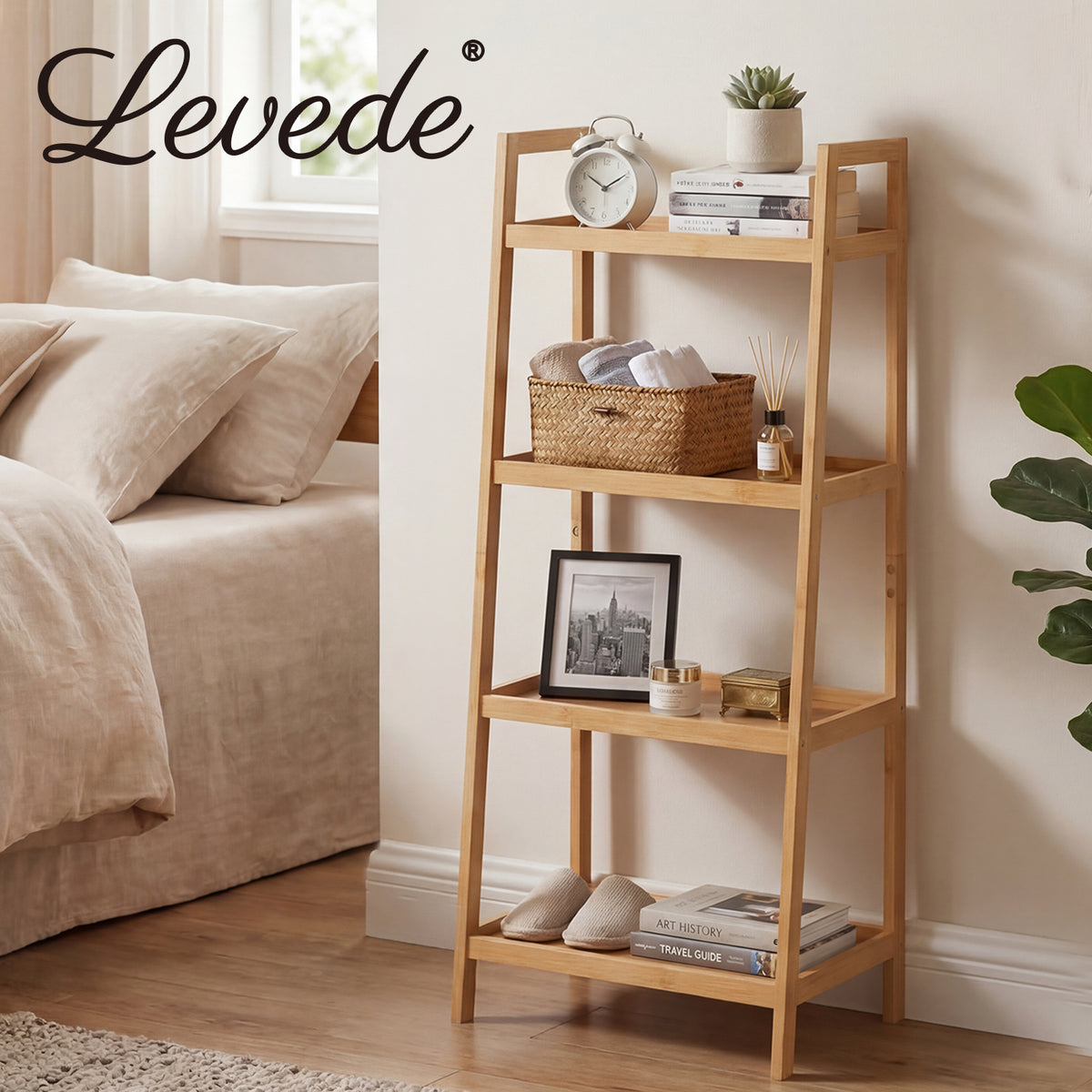 Bathroom Storage Shelves 4 Tier Rack Corner Bathroom Kitchen Bamboo