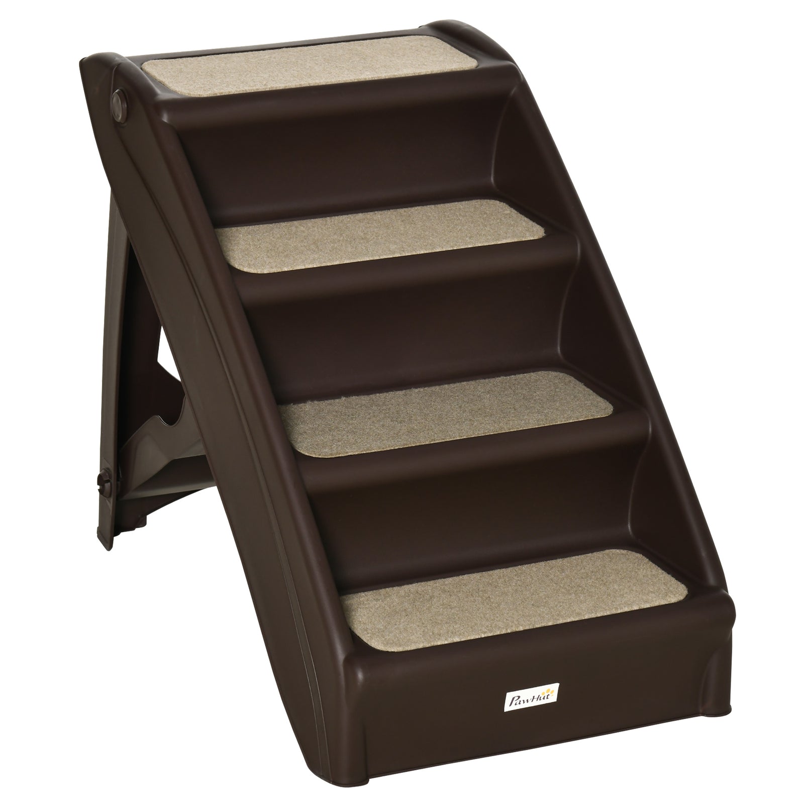 Four-step Foldable Pet Stairs W/ Non-slip Mats, For S, Xs Dogs | Brown