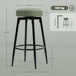 Swivel Bar Stools Set Of 2, Pu Leather Barstools With Footrest | Green